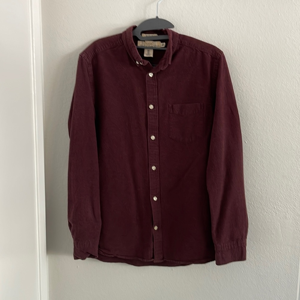 Burgundy mens long sleeve shirt